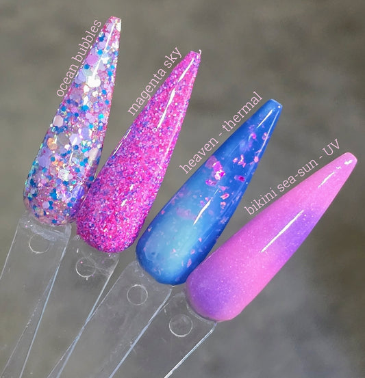 Ocean Bubbles / Magenta Sky / Heaven (thermal) / Bikini Sea-Sun (UV)